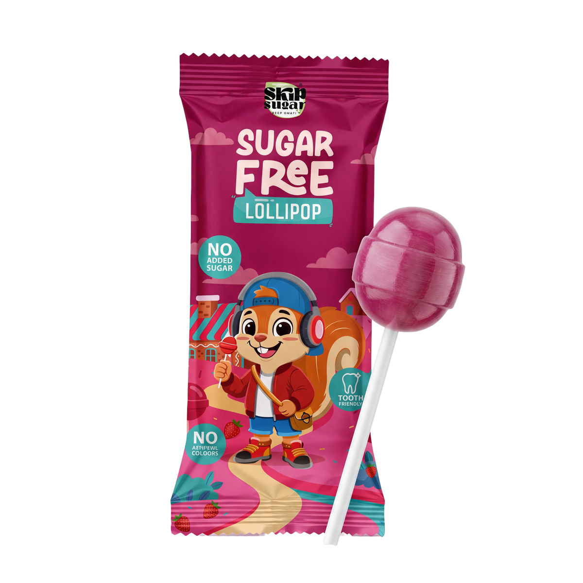 Sugar-Free Lollipop Box — Strawberry (12 pcs)