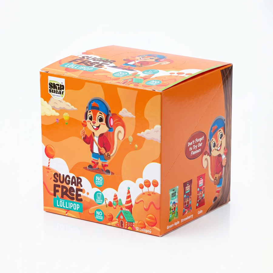 Sugar-Free Lollipop Box — Orange (12 pcs)