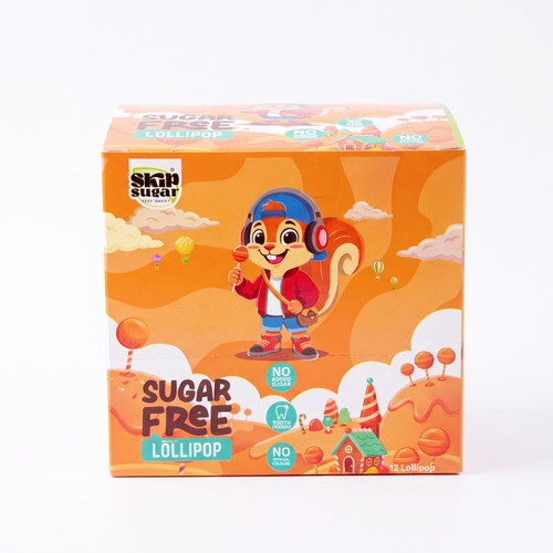 Sugar-Free Lollipop Box — Orange (12 pcs)