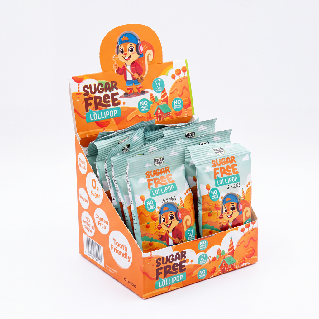 Sugar-Free Lollipop Box — Orange (12 pcs)