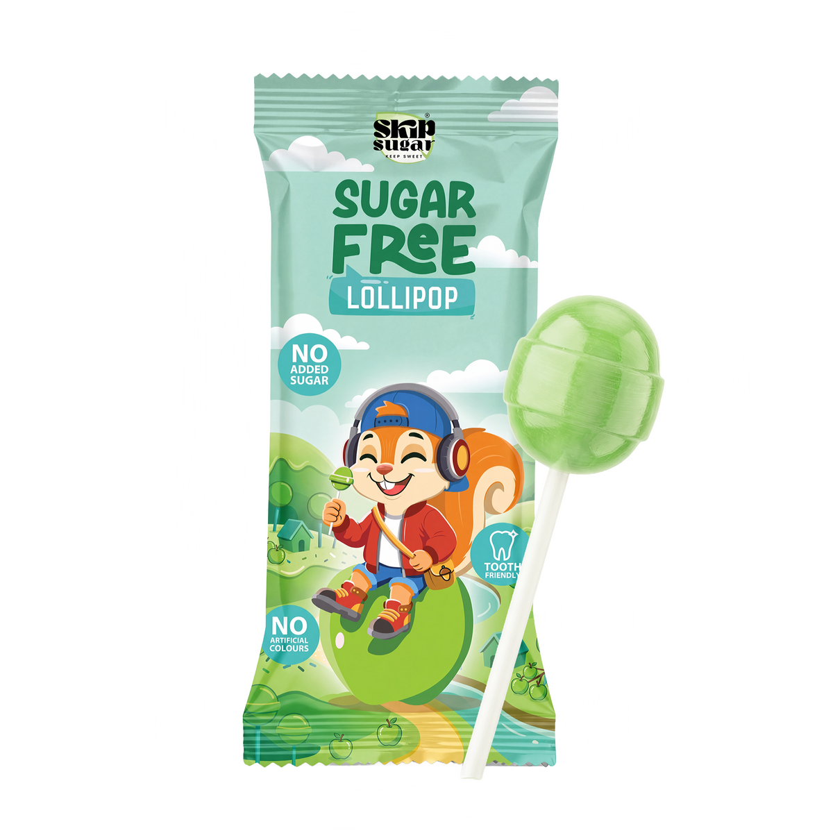Sugar-Free Lollipop Box — Green Apple (12 pcs)