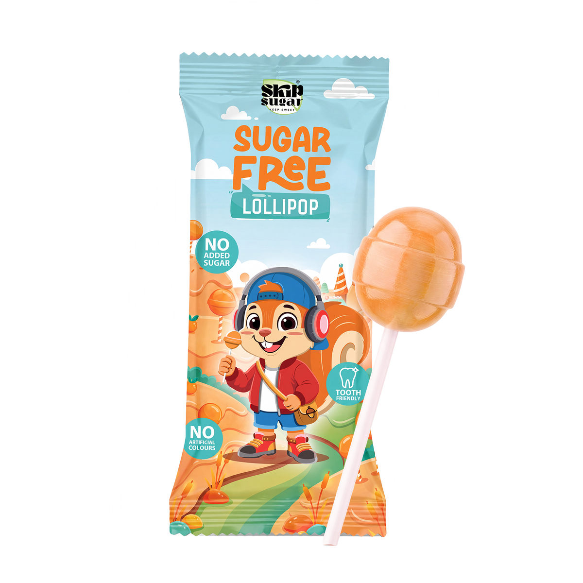 Sugar-Free Lollipop Box — Orange (12 pcs)